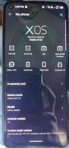 Infinix hot 10 4/64 Wala