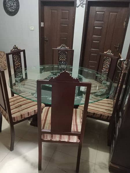 Dining table / Luxury Dinning Table / 6 Chairs / Top glass dining 10