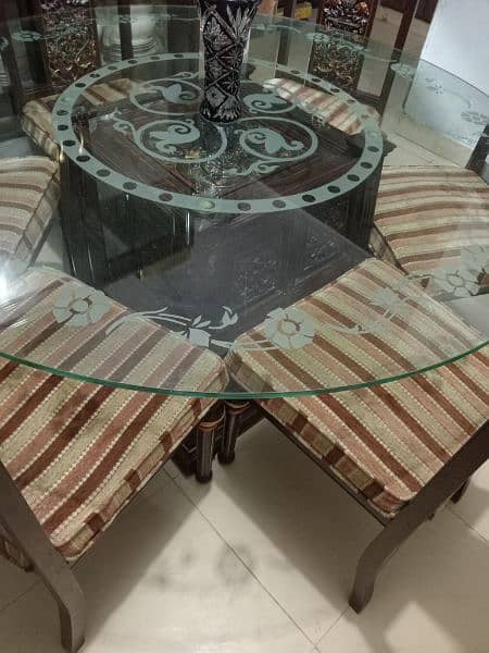 Dining table / Luxury Dinning Table / 6 Chairs / Top glass dining 14