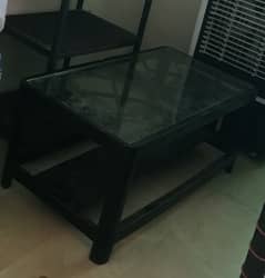 solid wooden glass table