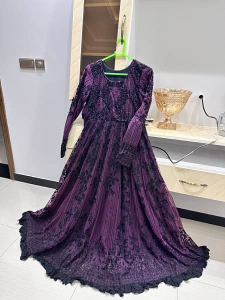 2pc reign maxi with dupatta dark purple with black embroidery 5