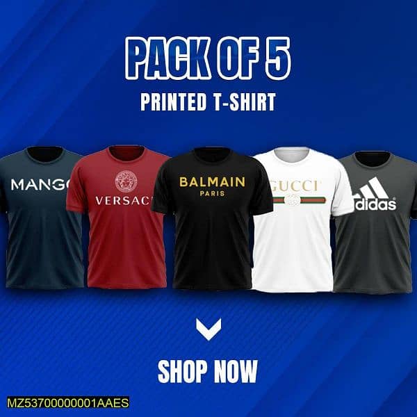 5 PCs jersey printed shirt pack of 5 1