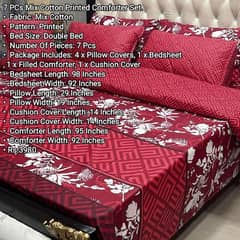 7 PCs Mix Cotton Printed Comforter Set