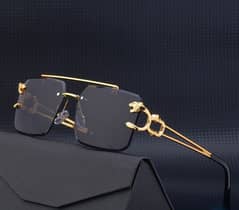 Fashion metal leopard rimless sunglasses