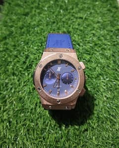 Unique bronze and  blue leather watch