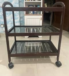 slightly used wooden 3 tier trolly