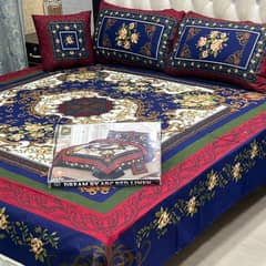 4 Pcs Crystal Cotton Printed Double Bed Sheet