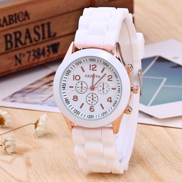 Women's luxury Rhinestone gold watch with rhinestones - white bracelet 6