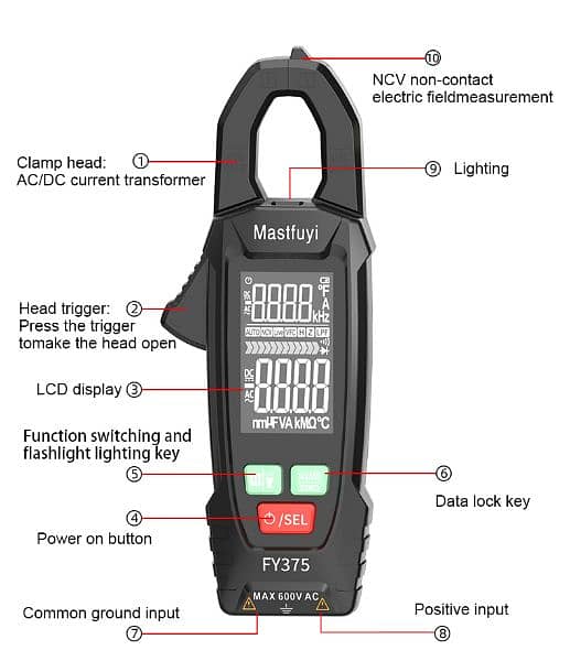 new clamp meter Mastfuyi FY357 Ac/Dc DIGITAL ampere meter and all 1