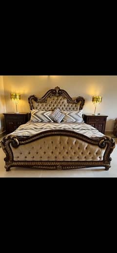 double bed/bed set with dressing table and two side table