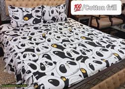 3 Pcs Cotton Printed Double Bedsheet