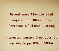 urgent staff required for office work