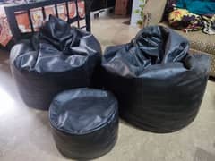 Black leather Bean Bags