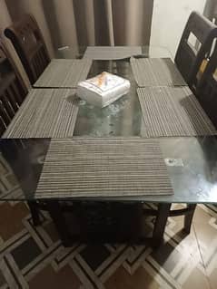 Double Glass Dining table with six chairs