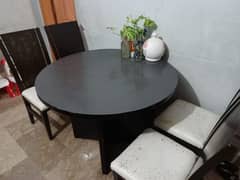 Dining Table 3.6ft Size - Wood - With 5 Chairs