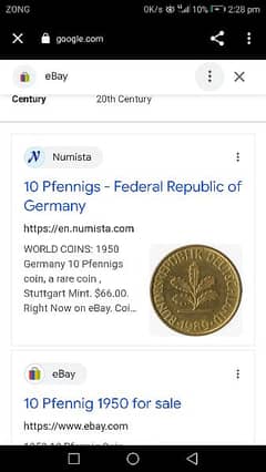 Germany 10 pfennig coin a rare coin Stuttgart mint.