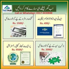 Tax Consultant, Income Tax Return, Sale Tax, FBR Filer, NTN, GST, PSEB 0