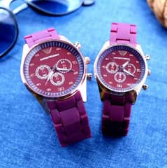 Couple Rubber Watch - Maroon