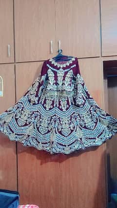 Bride Lehenga Maroon Velvet