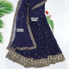 stitched shiffon Handwork embroidered frock