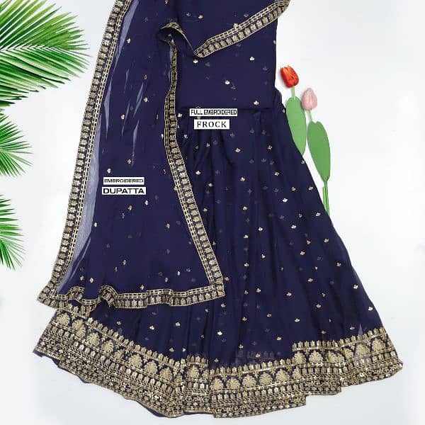 stitched shiffon Handwork embroidered frock 0