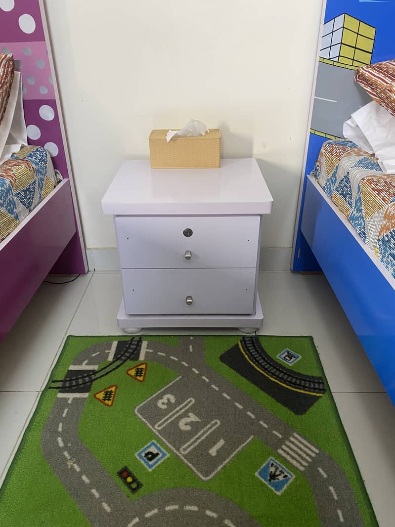 Kids single bed without mattress with free side table and study table 4