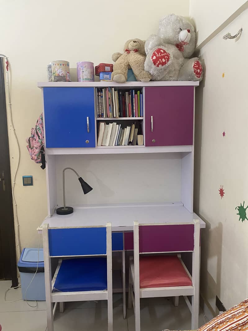 Kids single bed without mattress with free side table and study table 5