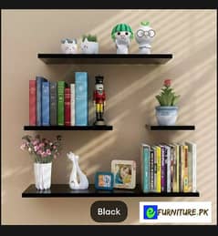 Set of 4 Flat Delightful Wall Mounted Book Shelf, wooden shelves