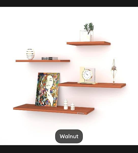 Set of 4 Flat Delightful Wall Mounted Book Shelf, wooden shelves 1