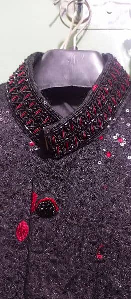 Sherwani Pure Black color with kulah 3