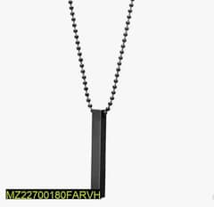 Stainless Steel  Black Verticle Bar Necklace Locket With Black Chain.