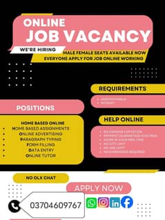 Online Job/Full-Time/Part Time/Home Base Job, Boys and Girls Apply N