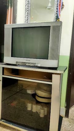 TV ALONG WITH TV TROLLEY