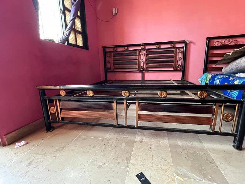 iron double bed with mattress (diamond mattress) 1