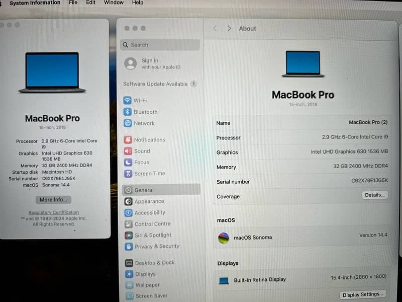 Macbook Pro 2018 | 15inch | Intel Core i9 2.9 GHz | 1TB | 32GB 1