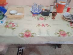 Dinning table with six chairs slitely used call no 03067305527 0