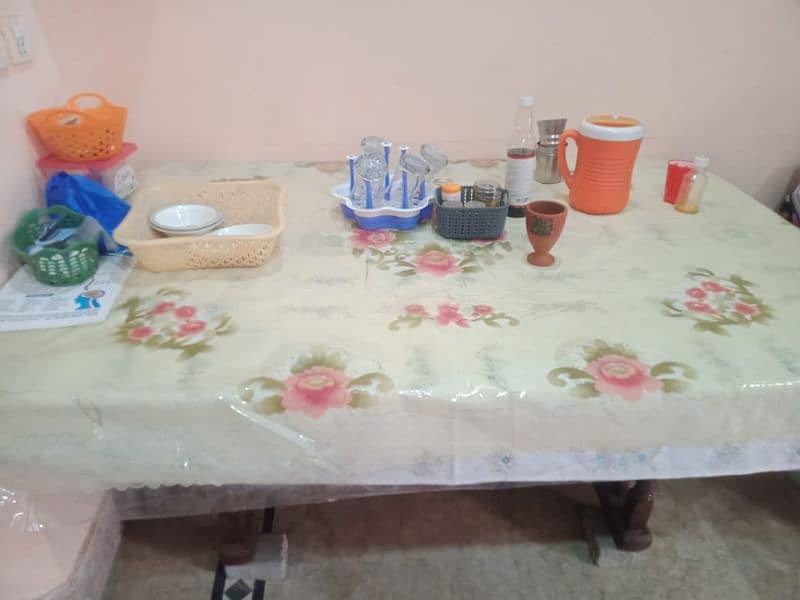 Dinning table with six chairs slitely used call no 03067305527 3