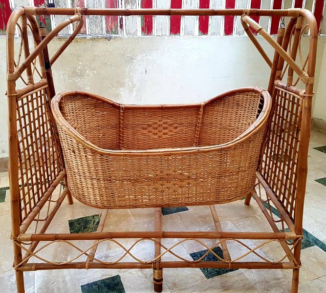 Cane Baby Jhoola Handmade Rattan Wicker Baby Swing Bed Baby Cradle 1