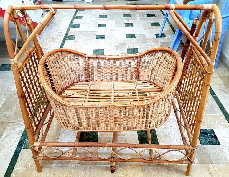 Cane Baby Jhoola Handmade Rattan Wicker Baby Swing Bed Baby Cradle 3