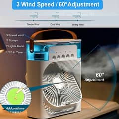 Portable Mini Cooling Fan with AC Air & LED Light - USB Rechargeable