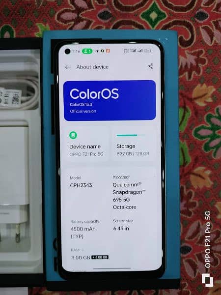 Oppo F21 pro 5G 8gp ram 128gp 5