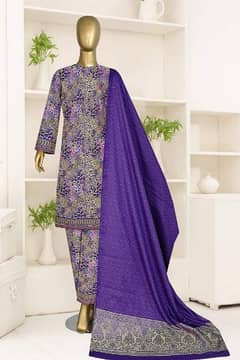 3 Pcs Women's Unstitched Lawn Printed Suit