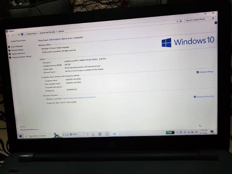 HP Notebook Core i3 Gen 6 SSD 3