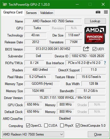 AMD Radeon HD 7570 1Gb 128 Bit GDDR5 6