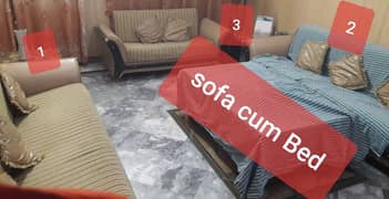 2 Sofa cum Bed with 2 small tables and 1 small sofa