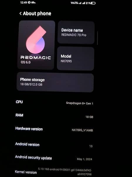 Redmagic 7s pro  10/10 condition Dual Sims 18/512 10