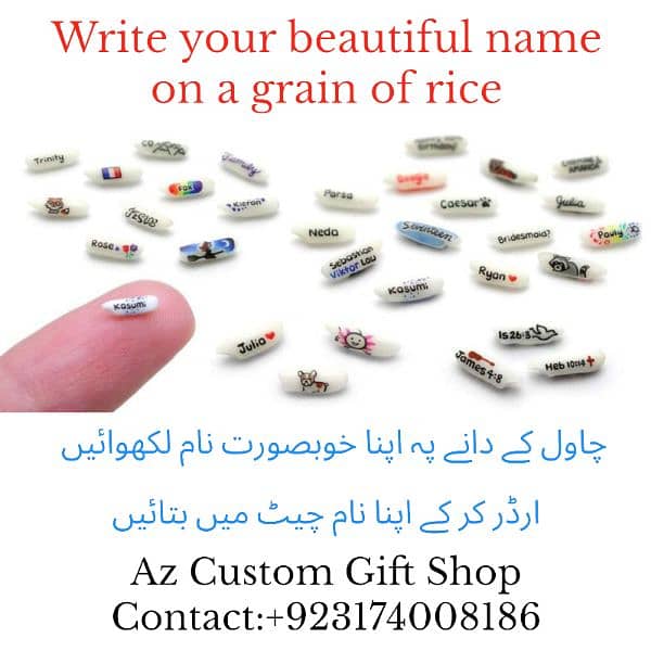 Name on Rice. Pk, Unique Gift, Name on Rice Jewelry, Personalized Gift 3