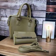 2 PCS Women  PU Leather Plain Shoulder Bag