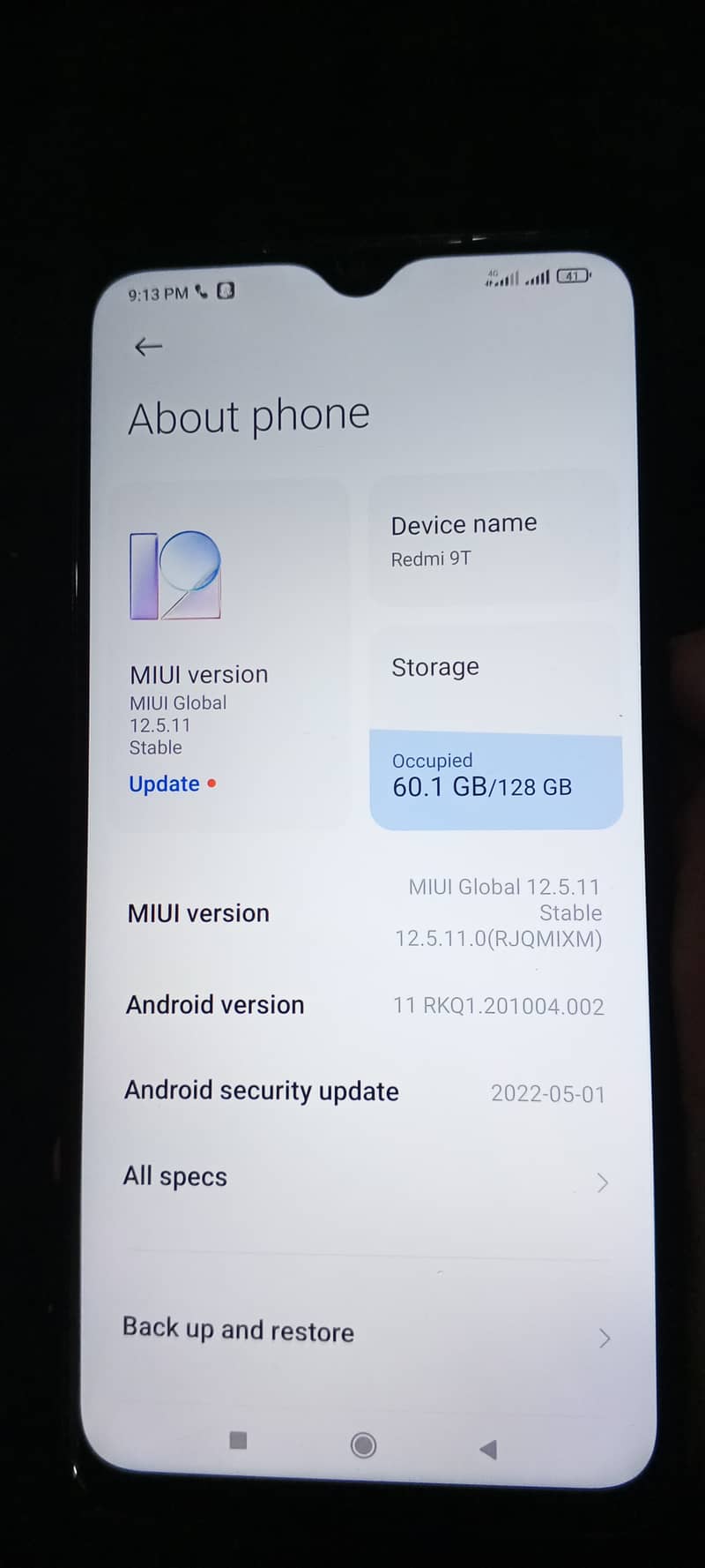 Redmi 9T 6+2 128 10 by 10 condition 2