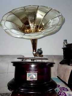 Gramophone with Golden Horn to Play 78 RPM Records. Video Available